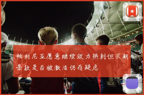 帕利尼亚愿意继续效力热刺但买断条款是否被激活仍存疑虑